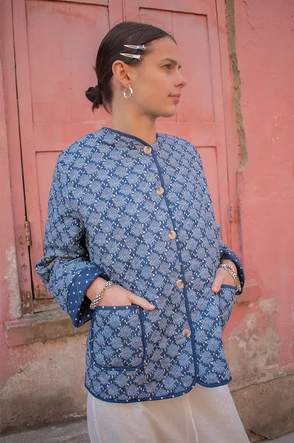 Marta Avril Navy Printed Jacket - The Mercantile London