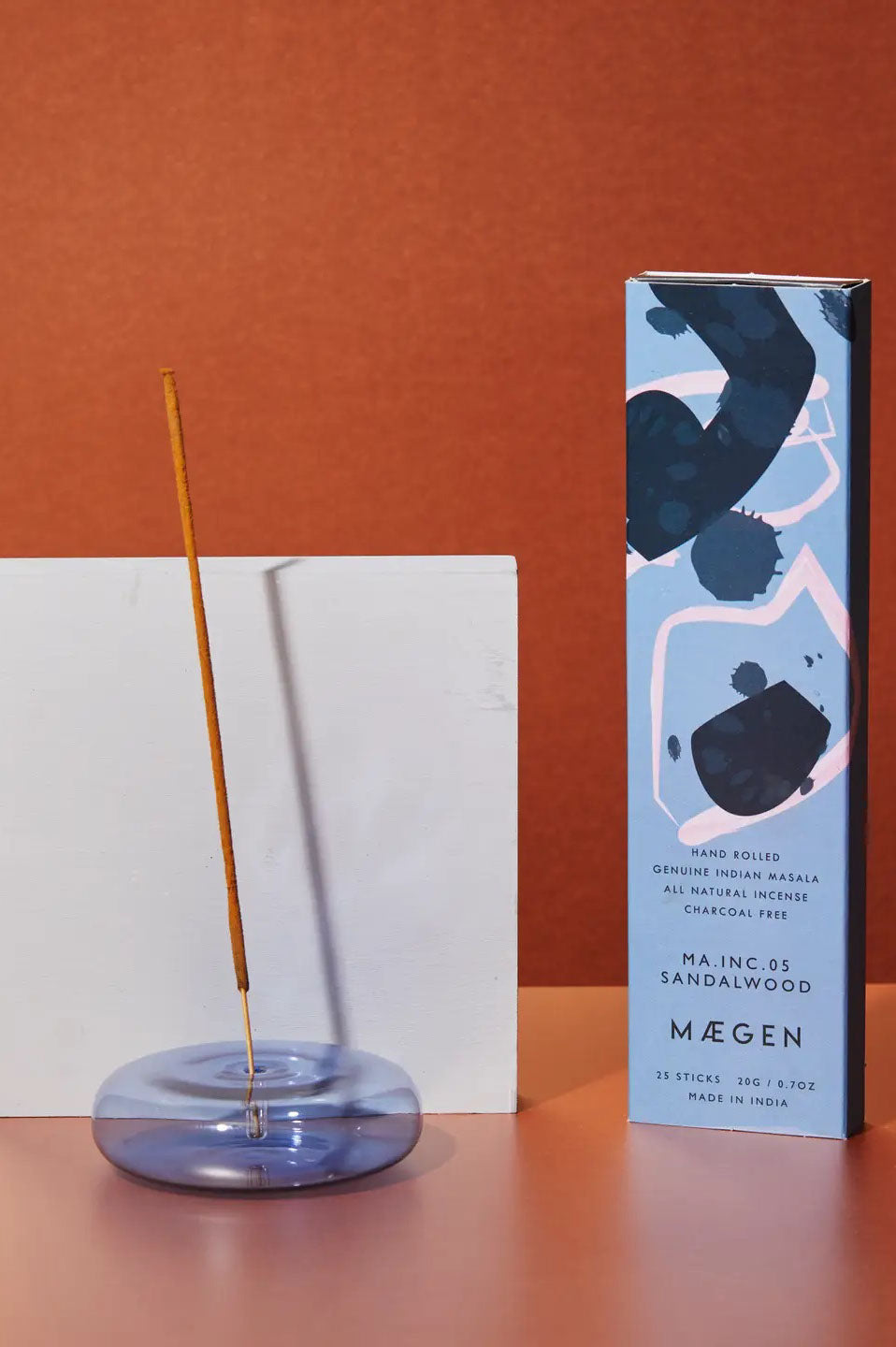 MÆGEN Blue Dimple Hand Blown Glass Incense Holder - The Mercantile London