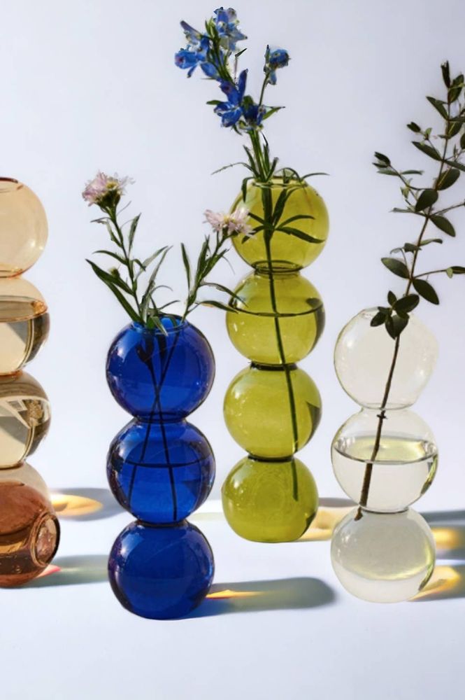 Ivore Bubble Shape Blue Glass Vase - The Mercantile London