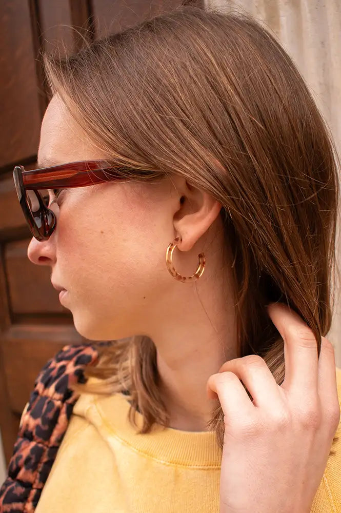 B.M.L Marseille Brown Thin Resin Hoop Earrings - The Mercantile London