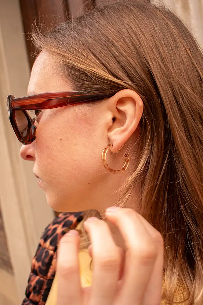 B.M.L Marseille Brown Thin Resin Hoop Earrings - The Mercantile London