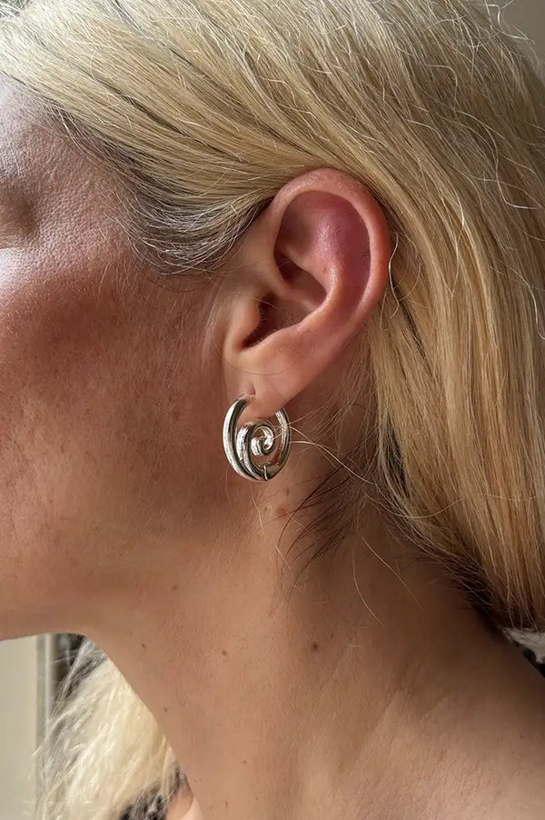 B.M.L Minas Scribble Hoop Silver Earrings