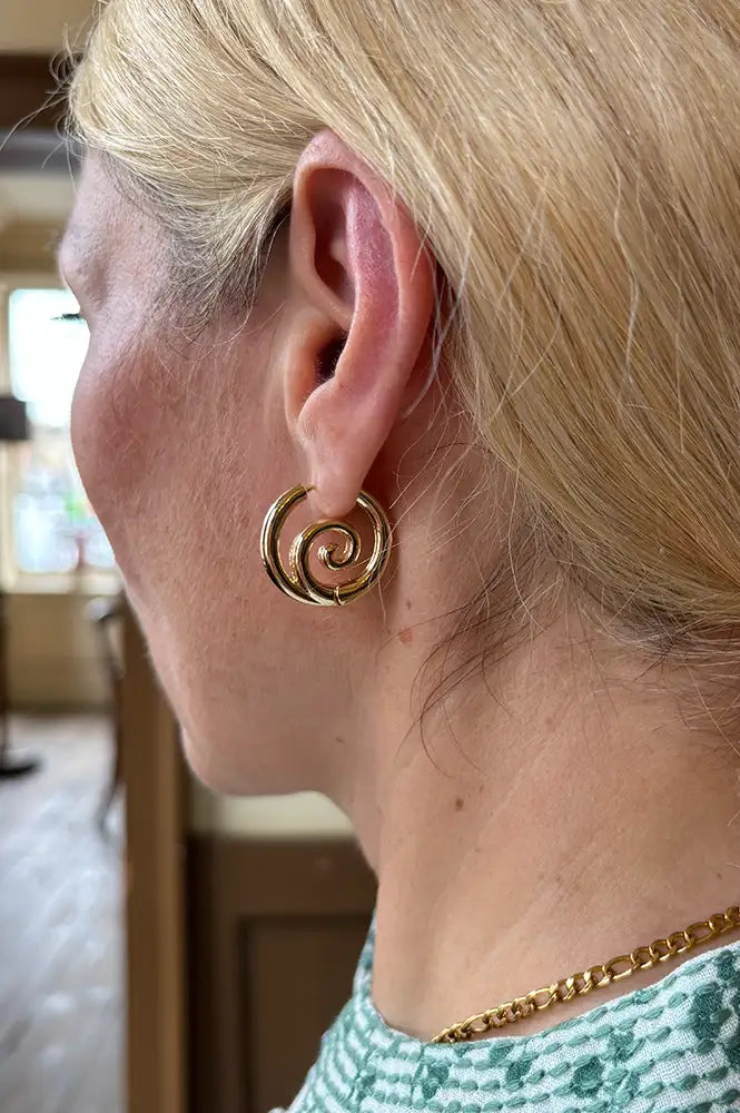 B.M.L Minas Scribble Hoop Gold Earrings