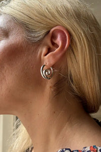 B.M.L Minas Scribble Hoop Silver Earrings