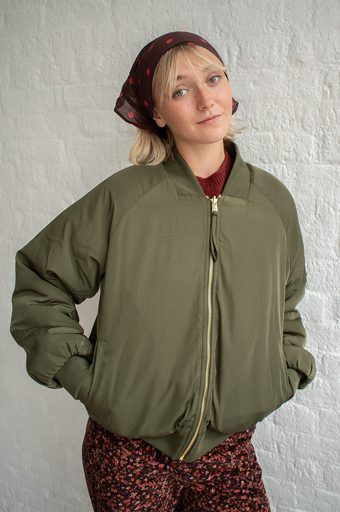Numph Etera Reversible Grape Leaf Bomber Jacket - The Mercantile London