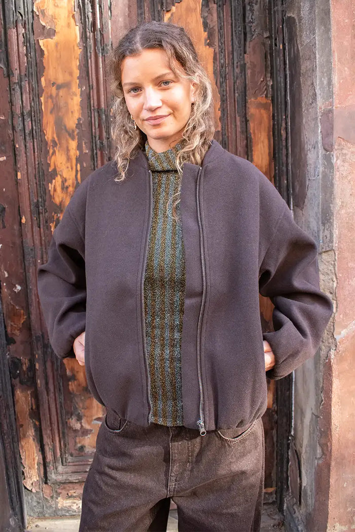 ICHI Jannet Mole Brown Bomber Jacket - The Mercantile London