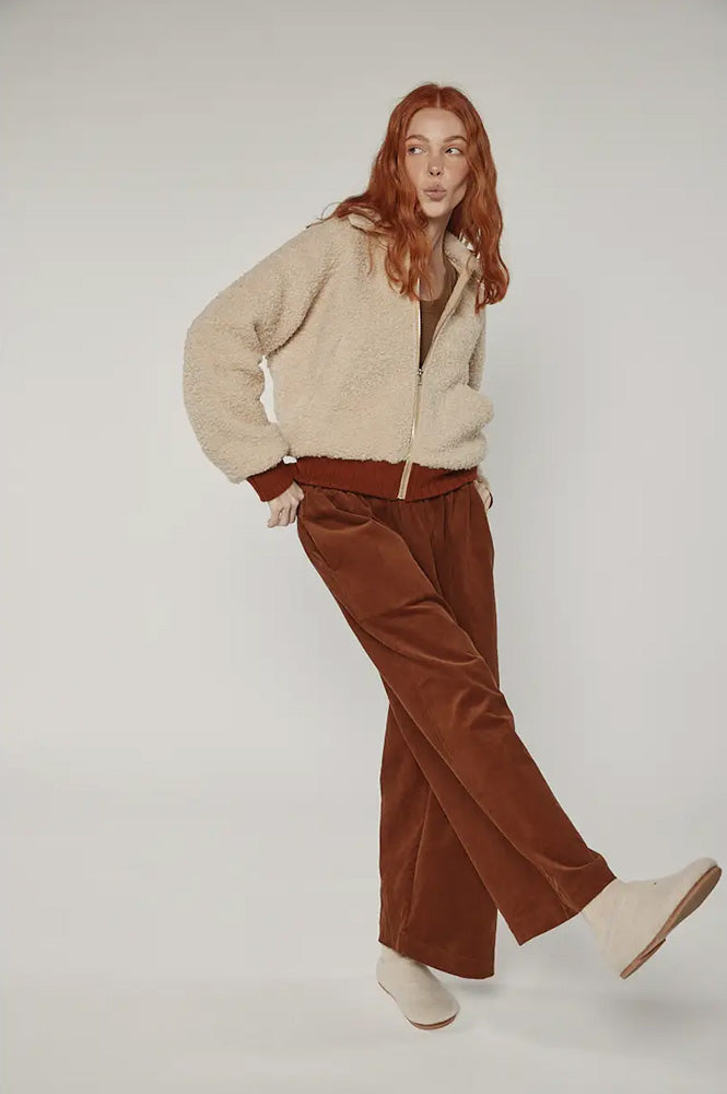 Amente Ribbed Oatmeal Bomber Jacket