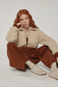 Amente Ribbed Oatmeal Bomber Jacket