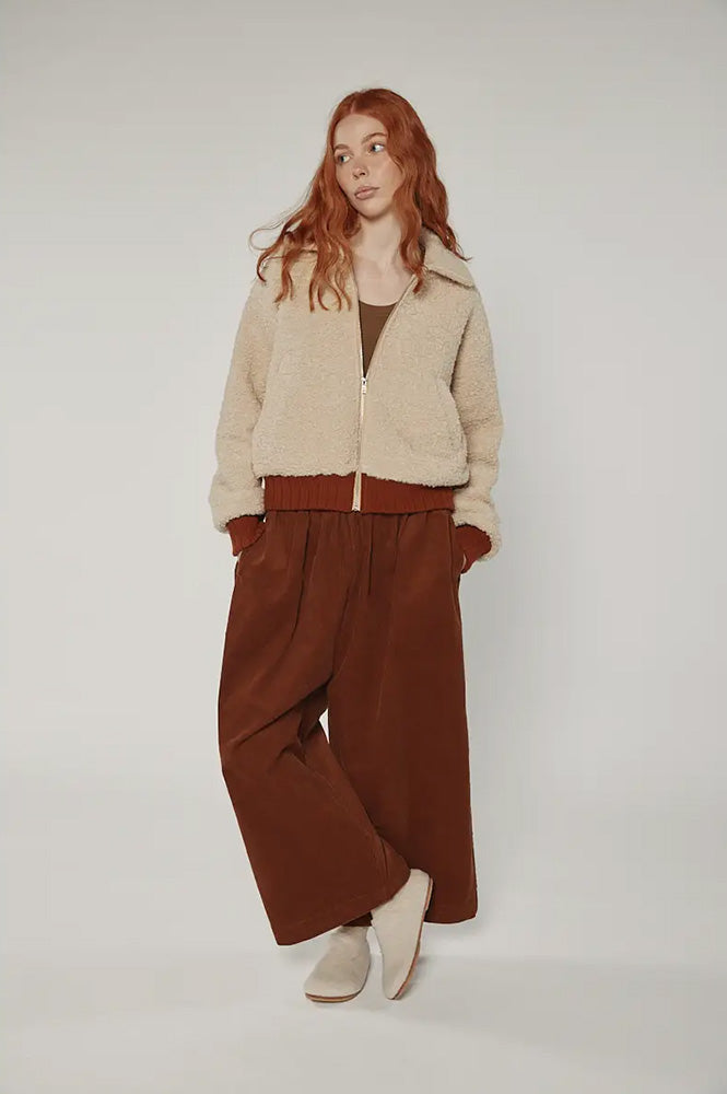 Amente Ribbed Oatmeal Bomber Jacket