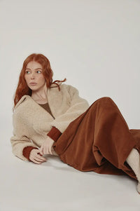 Amente Ribbed Oatmeal Bomber Jacket