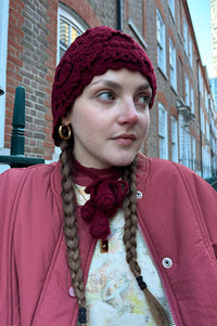 Damson Madder Burgundy Crochet Bonnet
