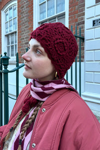 Damson Madder Burgundy Crochet Bonnet