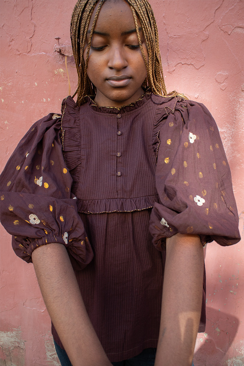 Bonté Rosa Chocolate Blouse - The Mercantile London
