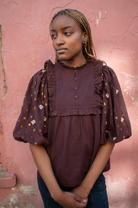 Bonté Rosa Chocolate Blouse - The Mercantile London