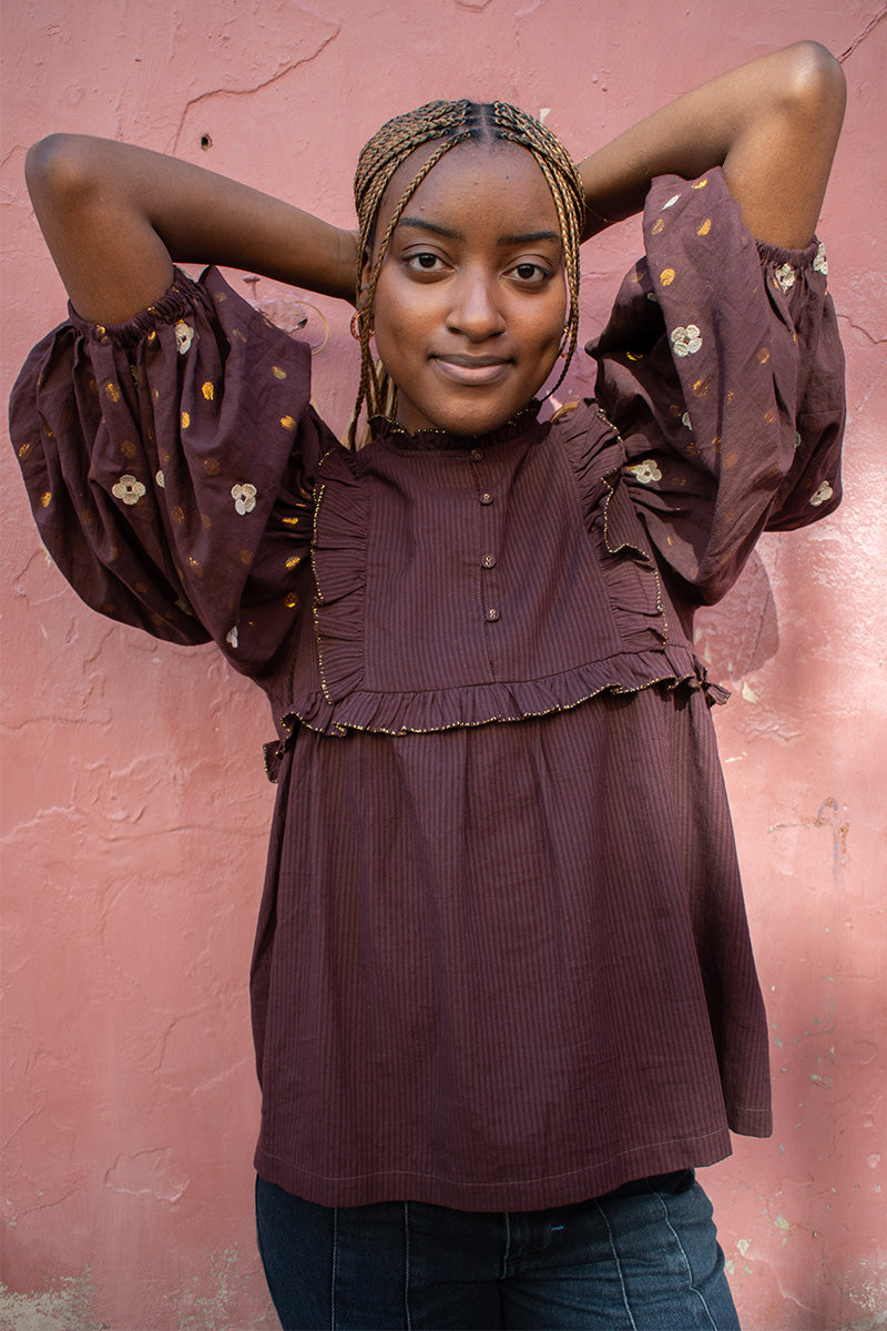 Bonté Rosa Chocolate Blouse - The Mercantile London