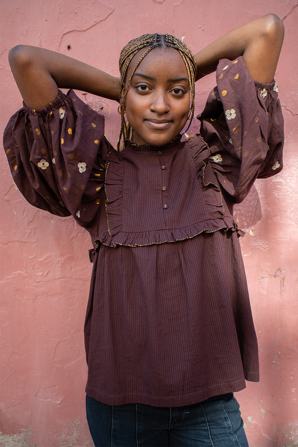Bonté Rosa Chocolate Blouse - The Mercantile London