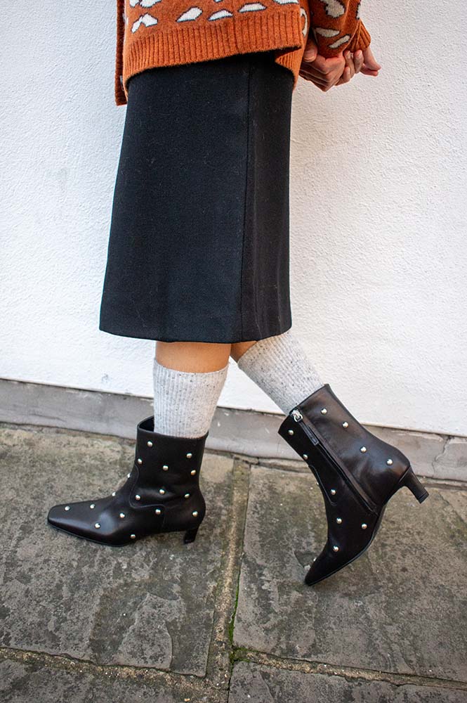 Alohas Nash Studded Black Ankle Boots - The Mercantile London