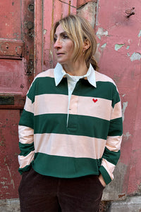 Bellerose Felito Bottle Green Stripe Polo Top