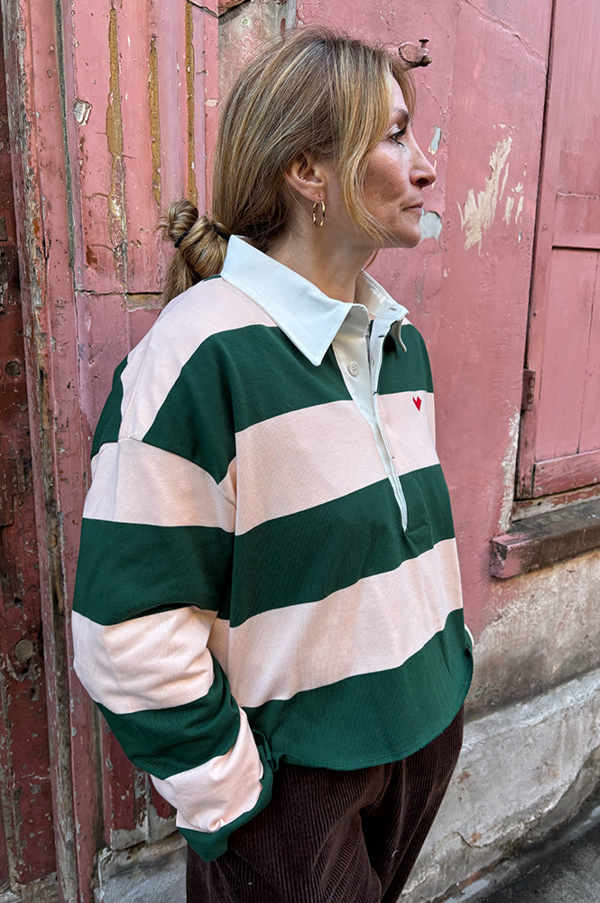 Bellerose Felito Bottle Green Stripe Polo Top