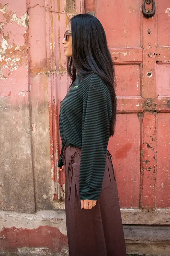 Bellerose Gerhi Bottle Green & Black Striped Sweater