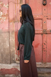 Bellerose Gerhi Bottle Green & Black Striped Sweater