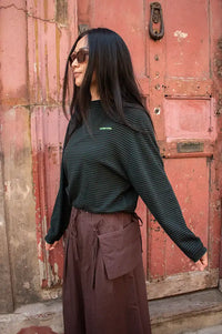 Bellerose Gerhi Bottle Green & Black Striped Sweater