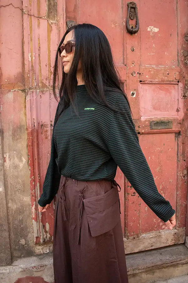 Bellerose Gerhi Bottle Green & Black Striped Sweater