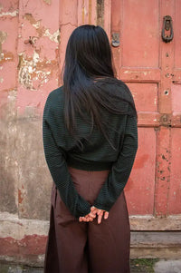 Bellerose Gerhi Bottle Green & Black Striped Sweater
