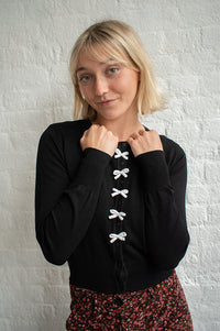 Louche Ives Bow Black Cardigan - The Mercantile London