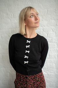 Louche Ives Bow Black Cardigan - The Mercantile London