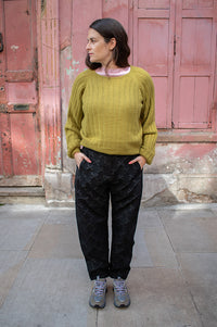 Louche Sutton Bow Jacquard Barrel Trousers - The Mercantile London
