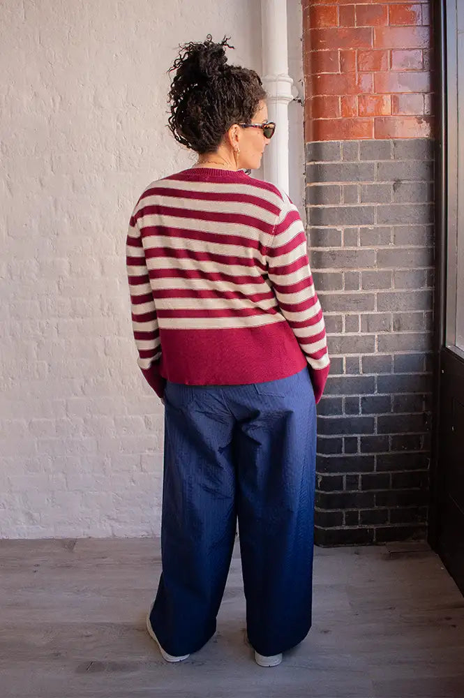 Dr Bloom Red Wine Stripe Cardigan - The Mercantile London