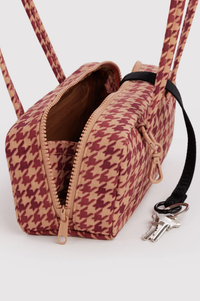 Baggu Tan Houndstooth Small Nylon Bowler Bag