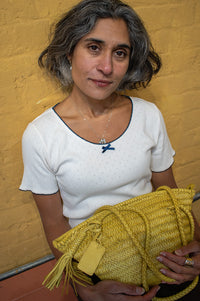 Yerse Pointelle & Navy T-Shirt - The Mercantile London