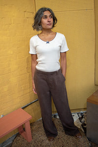 Yerse Pointelle & Navy T-Shirt - The Mercantile London