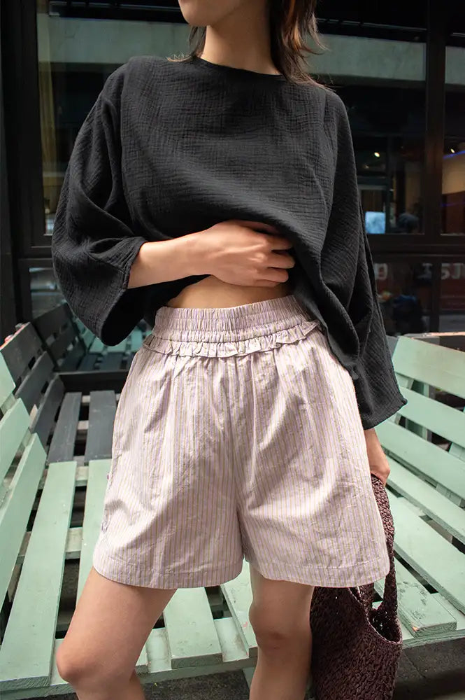 FRNCH Wimbledon Lilac Striped Shorts
