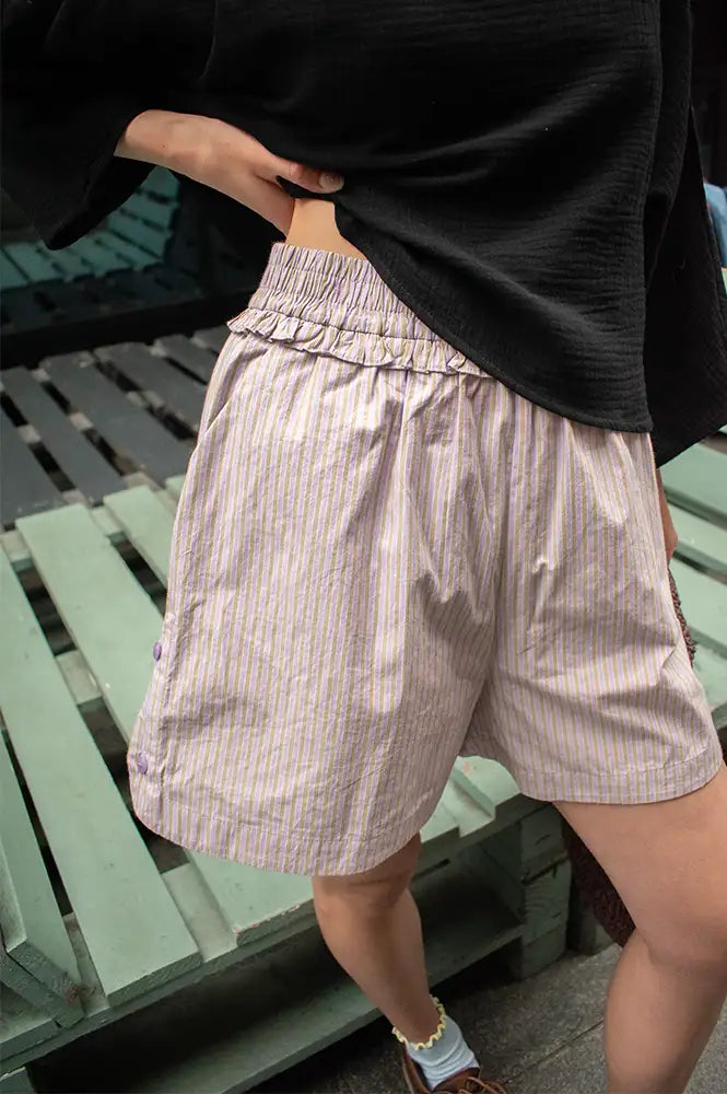 FRNCH Wimbledon Lilac Striped Shorts