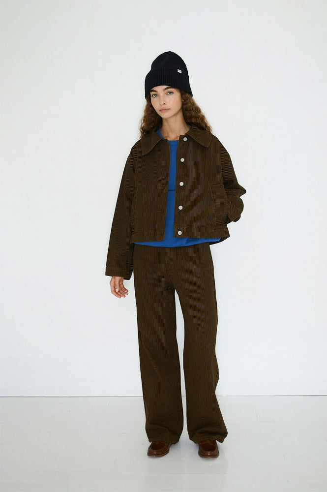 The Tiny Big Sister Brown Striped Boxy Jacket - The Mercantile London