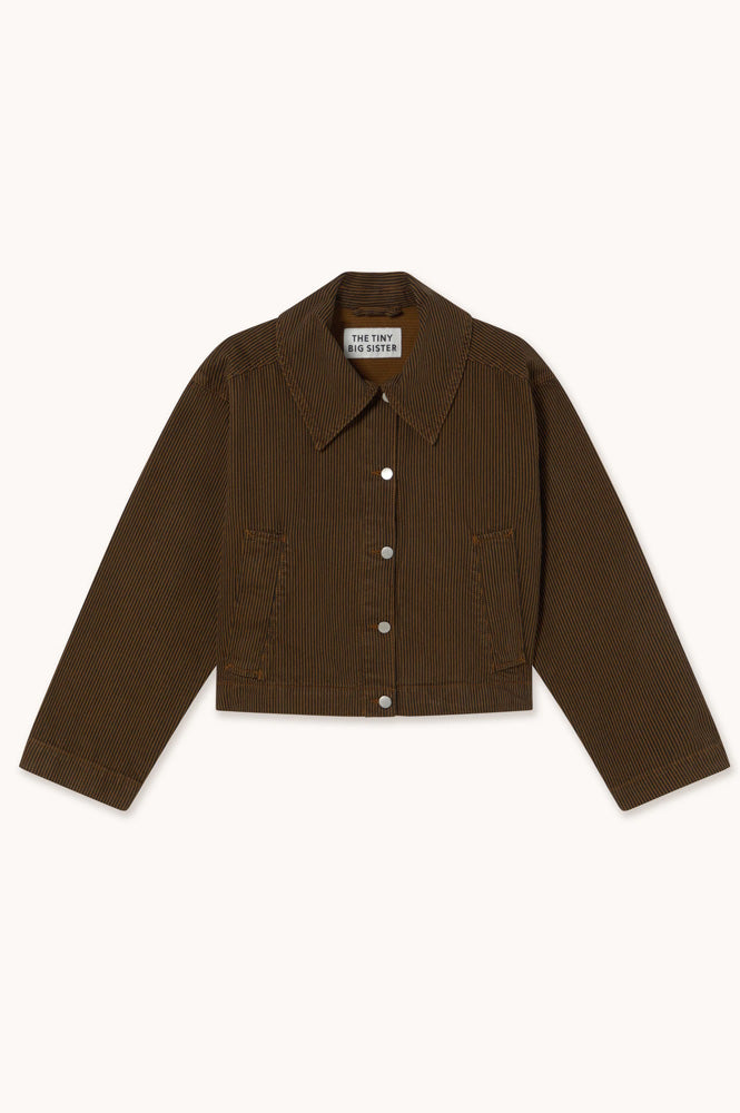 The Tiny Big Sister Brown Striped Boxy Jacket - The Mercantile London