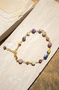 Millefiori Glass Bead Chain Bracelet