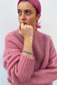 A Weathered Penny Knit Bracelet in Silver - The Mercantile London