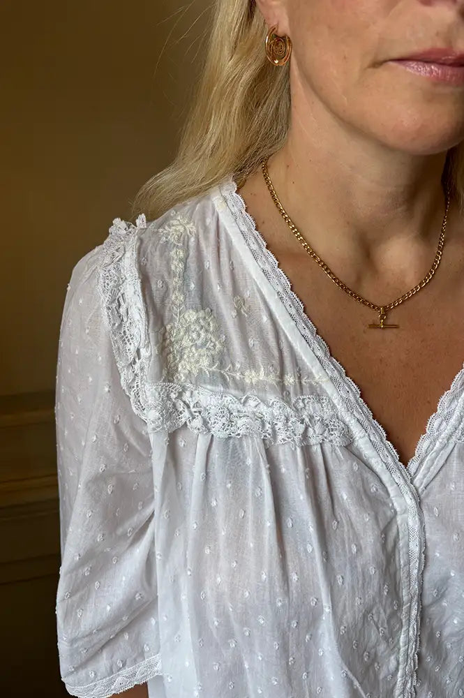 M.A.B.E Brea Ivory Frill Blouse