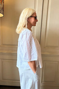 M.A.B.E Brea Ivory Frill Blouse