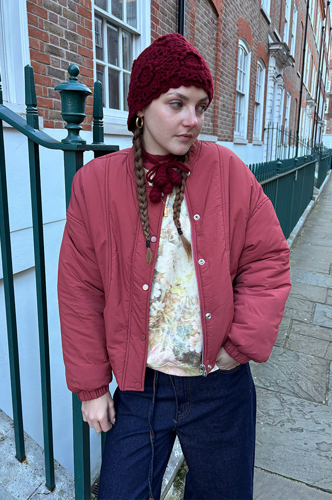 ICHI Jokura Cowhide Red Bomber Jacket