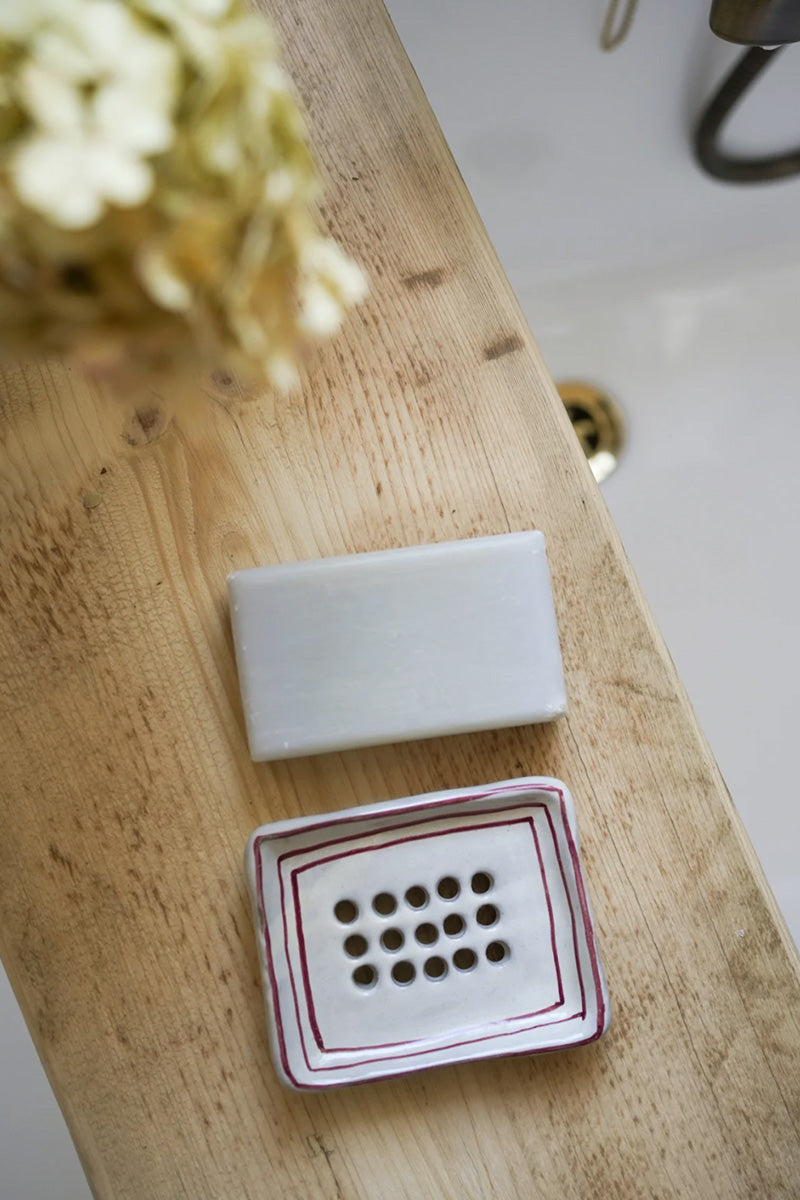 Hand Painted Brick Breton Stripe Soap Dish - The Mercantile London