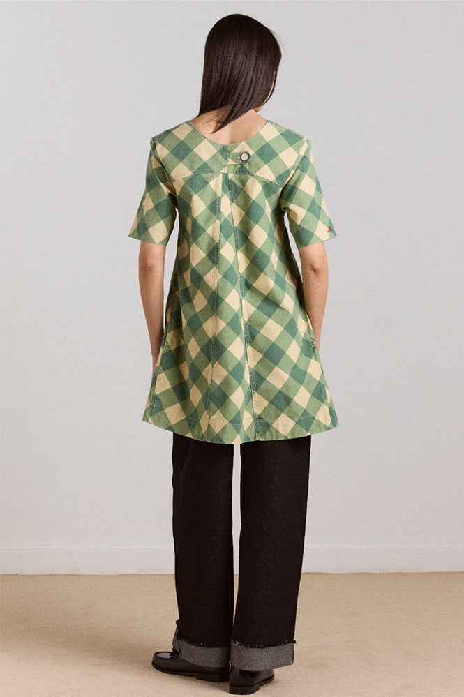 Damson Madder Bridget Green Butter Gingham Mini Dress - The Mercantile London