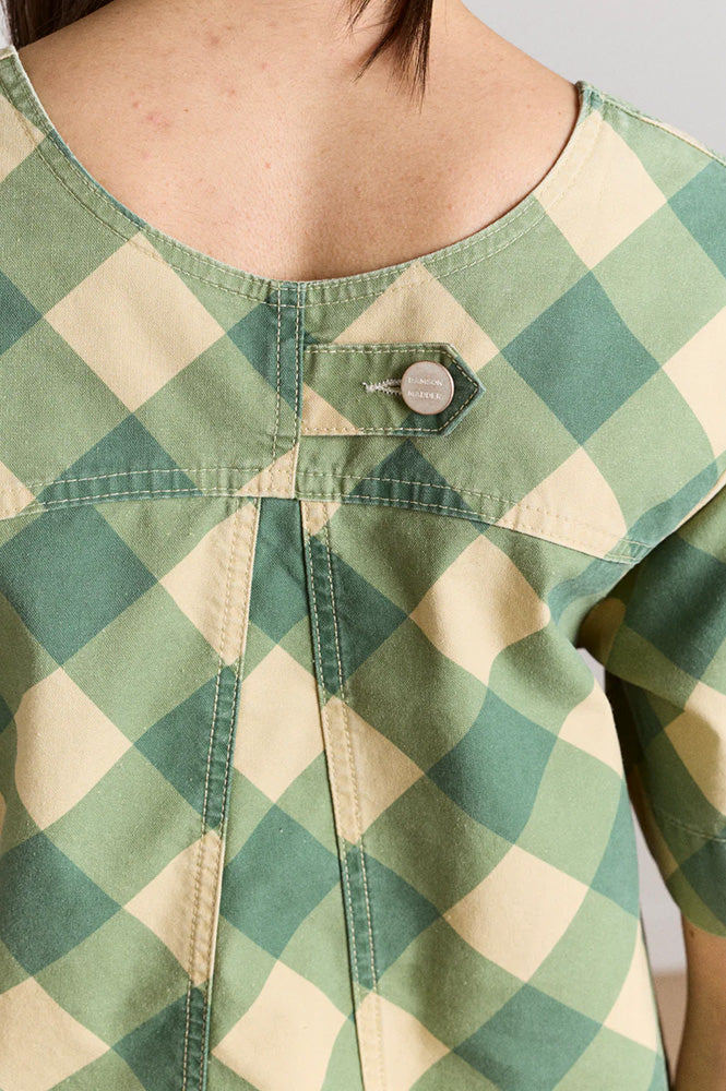 Damson Madder Bridget Green Butter Gingham Mini Dress - The Mercantile London