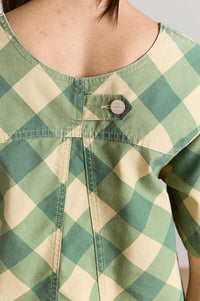 Damson Madder Bridget Green Butter Gingham Mini Dress - The Mercantile London