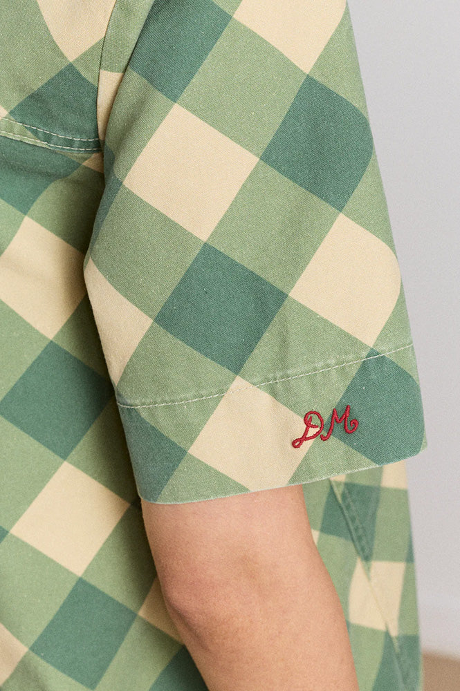 Damson Madder Bridget Green Butter Gingham Mini Dress - The Mercantile London