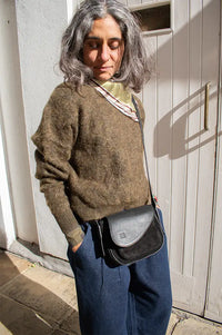 ICHI Eda Green & Mauve Checked Silk Scarf
